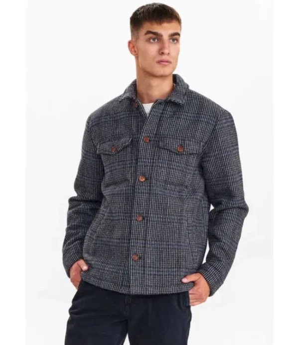 Heren ANERKJENDT akbastian check jacket dark grey mel 900823