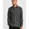 Heren ANERKJENDT Aklouis 2 tone melange shirt 900313 granit grey mel