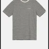 Heren ANERKJENDT Akrod S/S Cot/Linen Stripe Tee 901538 Sky Captain