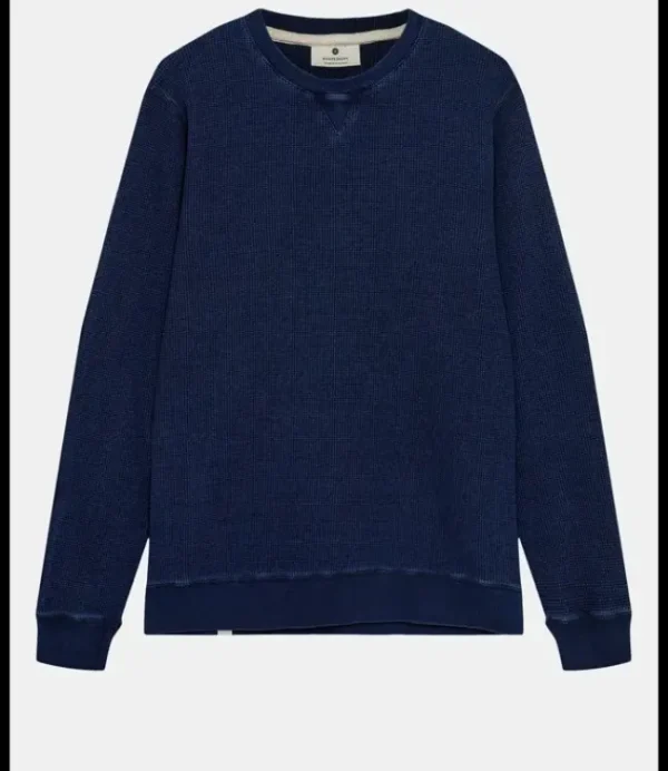 Heren ANERKJENDT Akruben Indigo Waffle Sweat 901761 Sky Captain