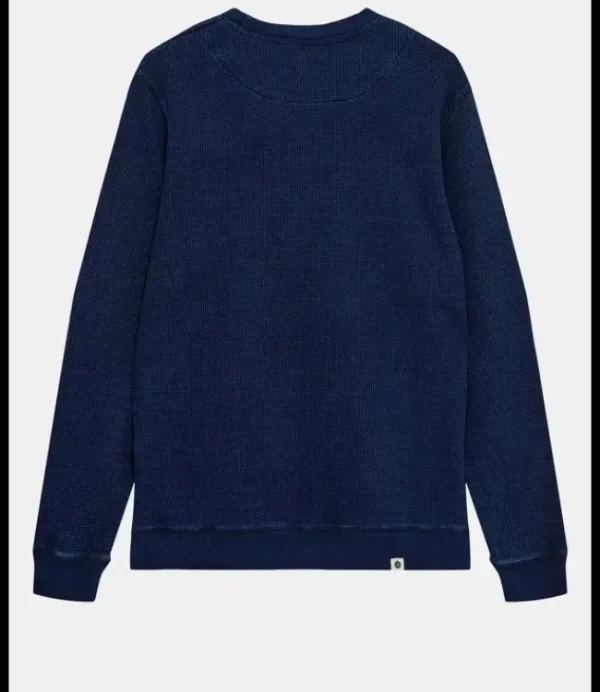 Heren ANERKJENDT Akruben Indigo Waffle Sweat 901761 Sky Captain