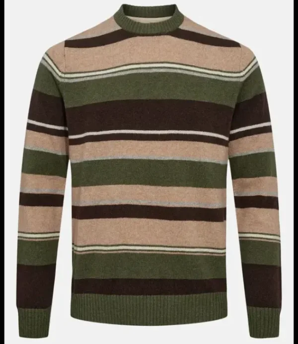 Heren ANERKJENDT Aksune jac stripe lambswool knit Forest night