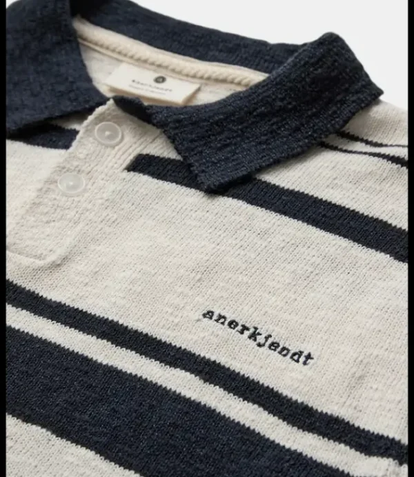 Heren ANERKJENDT Aksofus Stripe S/S Knit 901585 Sky Captain