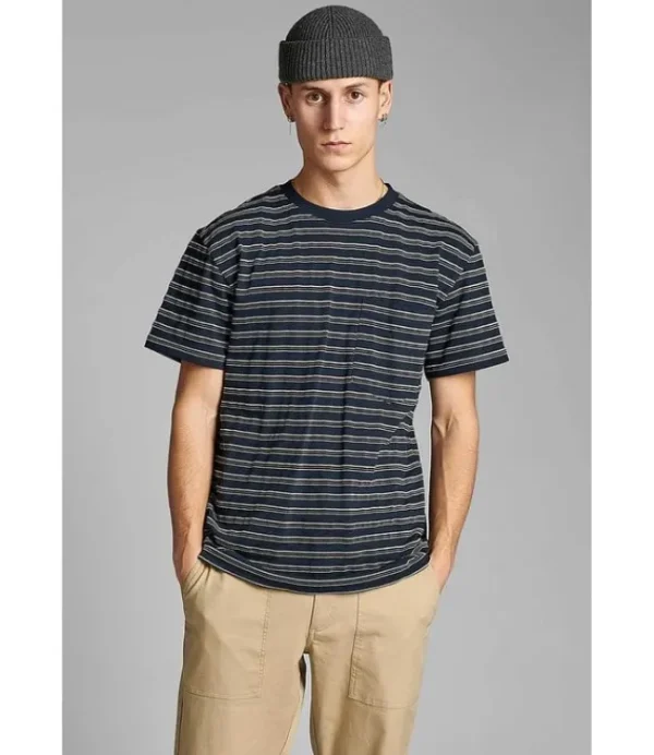 Heren ANERKJENDT CURV STRIPE T SHIRT SKY CAPTAIN 900122