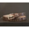 Heren De Ridder schoenen Donkerbruin, leren riem met slangenprint