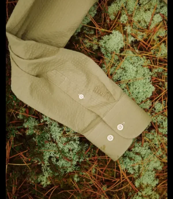 Heren FORET Forét Bush Seersucker shirt 1750 Olive