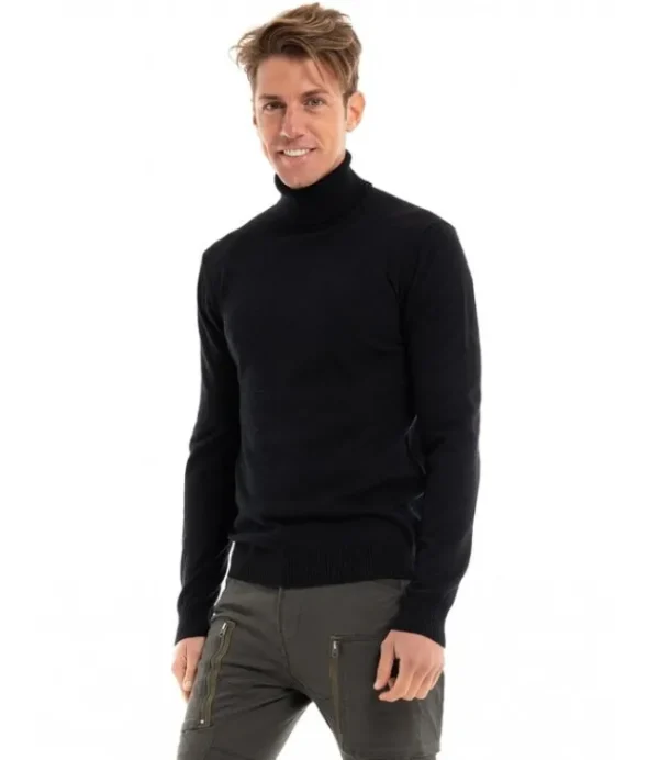 Heren GABBA gormely roll neck knit black P010033