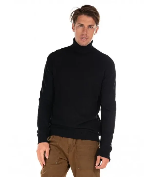 Heren GABBA gormely roll neck knit black P010033