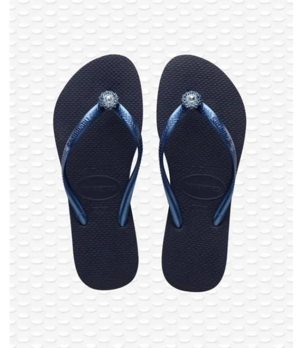 DAMES HAVAIANAS crystal poem navy slipper