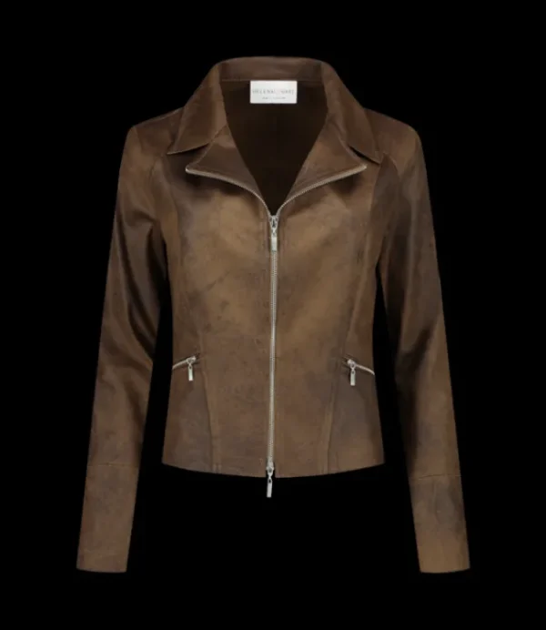 DAMES HELENA HART 7288 zipper biker mocca