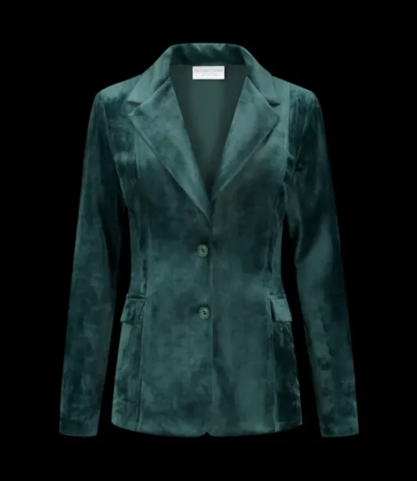 DAMES HELENA HART 7425Uni Blazer Velour Midi Uni Green