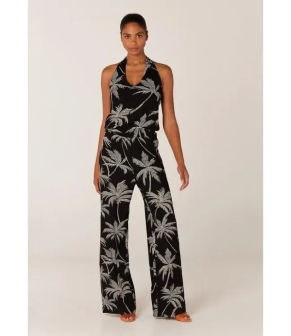 DAMES JANSEN AMSTERDAM Funky vp452 Jersey Printed Jumpsuit Black/Off White