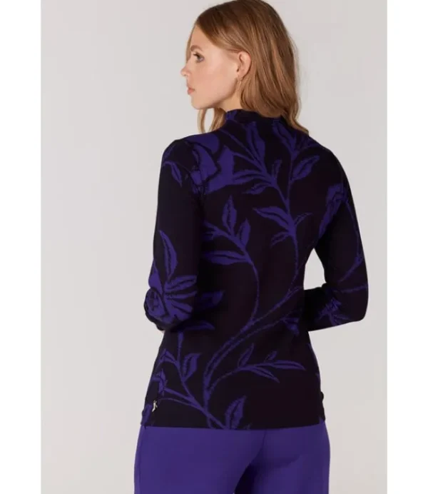 DAMES JANSEN AMSTERDAM Jansen Amstedam vbf101 jersey print turtle neck top Elliot W23 000975 Black/Purple