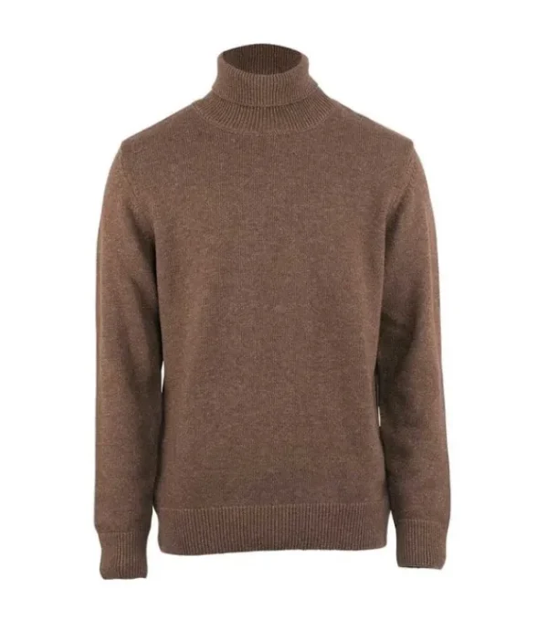 Heren KRONSTADT andrew wool neck knit brown mel KS3133