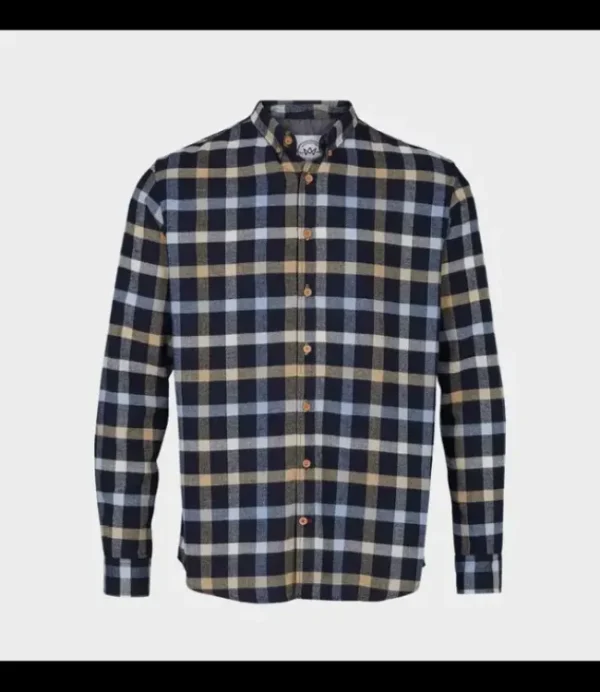 Heren KRONSTADT Check Gr40 Shirt KS3322 Navy