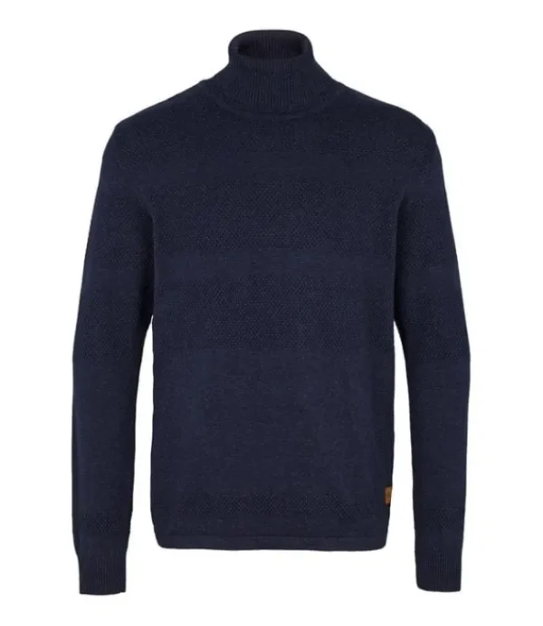 Heren KRONSTADT Fisker Cotton Roll Neck Knit navy 50023