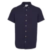 Heren KRONSTADT Johan Seersucker S/S Shirt KS3333 Navy