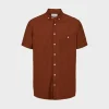 Heren KRONSTADT Johan ~Linen S/S Shirt KS3430 Tobacco