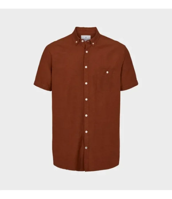 Heren KRONSTADT Johan ~Linen S/S Shirt KS3430 Tobacco