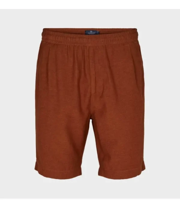 Heren KRONSTADT ks3598 chill linen shorts tobacco