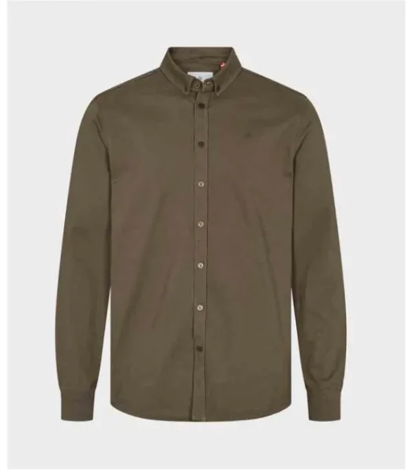 Heren KRONSTADT KS3468 Johan Twill shirt Army