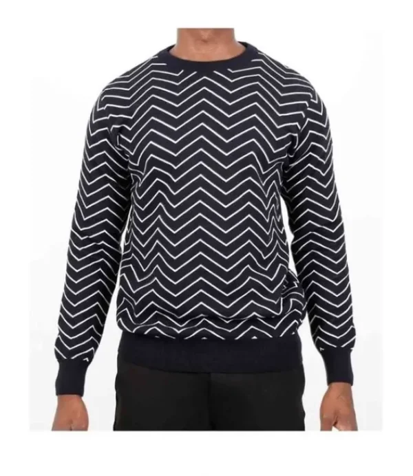 Heren KRONSTADT KS3795 Zig-Zag Cotten Knit Navy