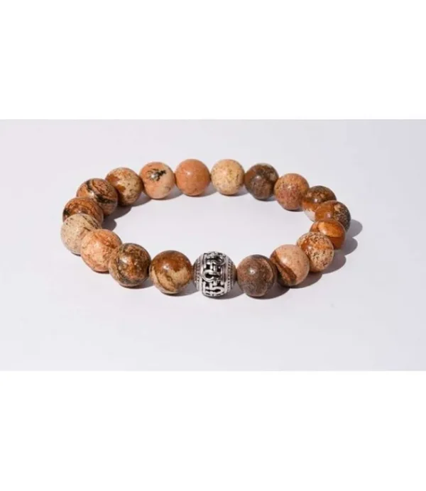 Heren Mr.FRILL Mr. Frill Handmade bracelet - picture jasper stone - brown