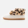 DAMES TOMS celeste natural faux shearling/ leopard pantoffel