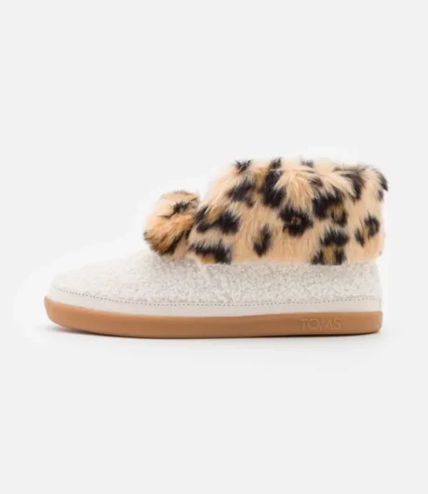 DAMES TOMS celeste natural faux shearling/ leopard pantoffel