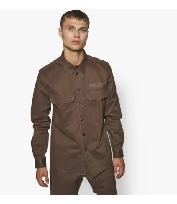 Heren WOODBIRD hoxen work shirt brown 2116-708